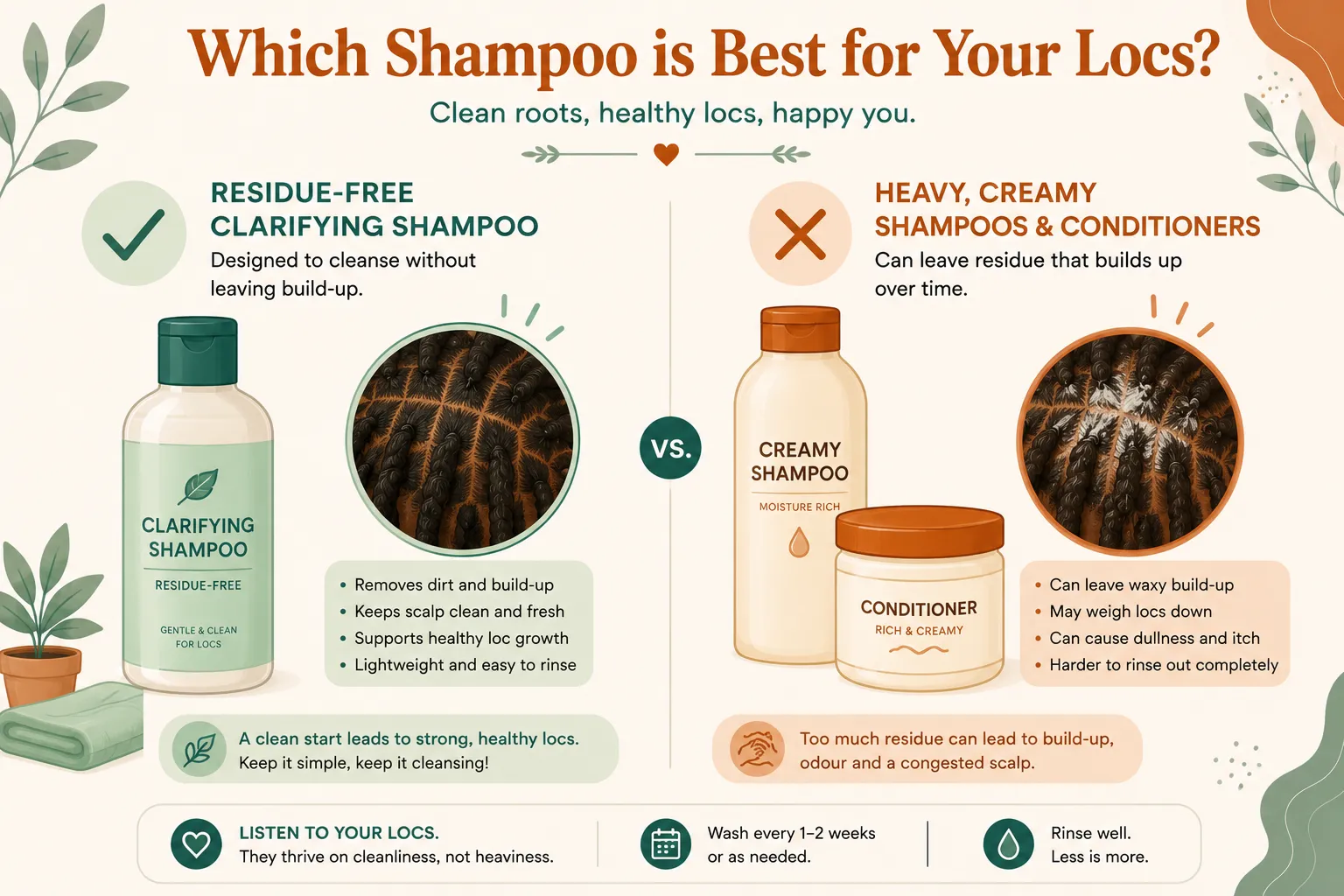 Choosing a residue-free shampoo for locs versus products that leave build-up